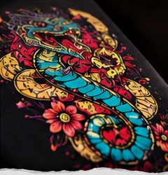 Original colorful serpent transfer artwork